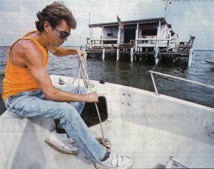 Richard Uzzle near his stilt house